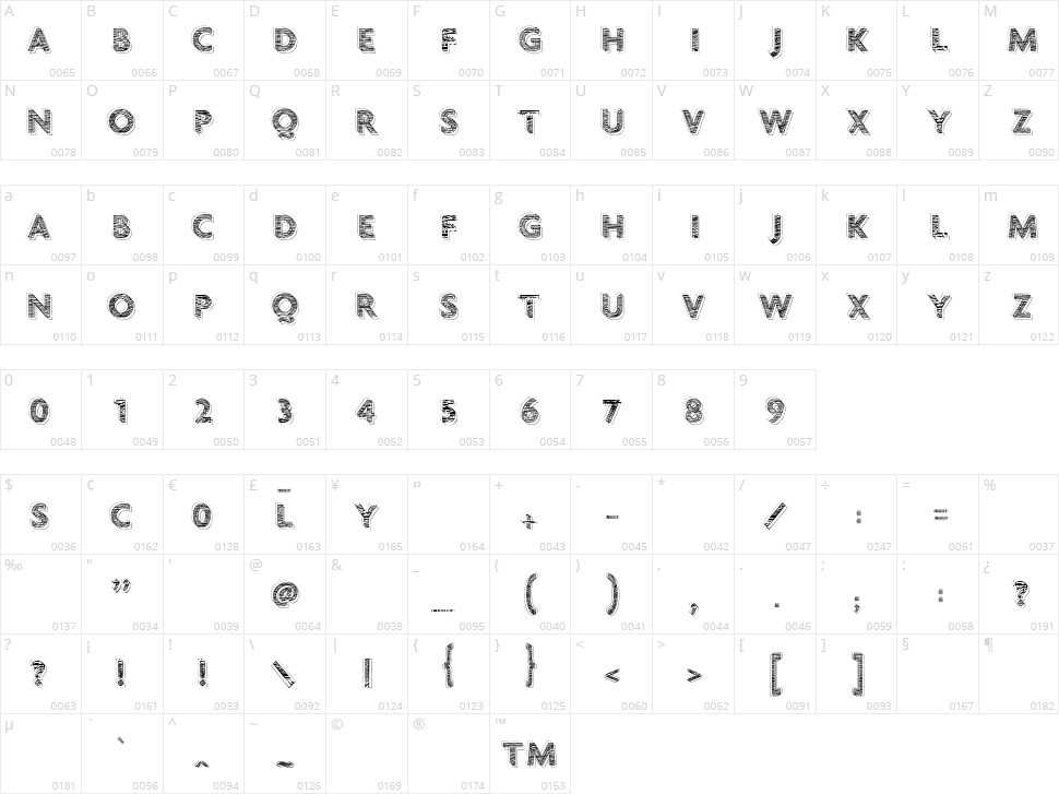 Vtks Chalk 79 Character Map