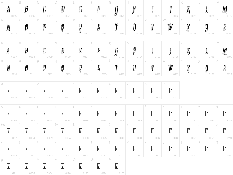 VTKS Recover MB 1 Character Map