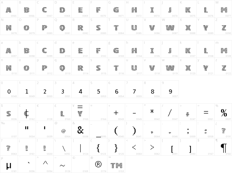 VTKS Squares Character Map