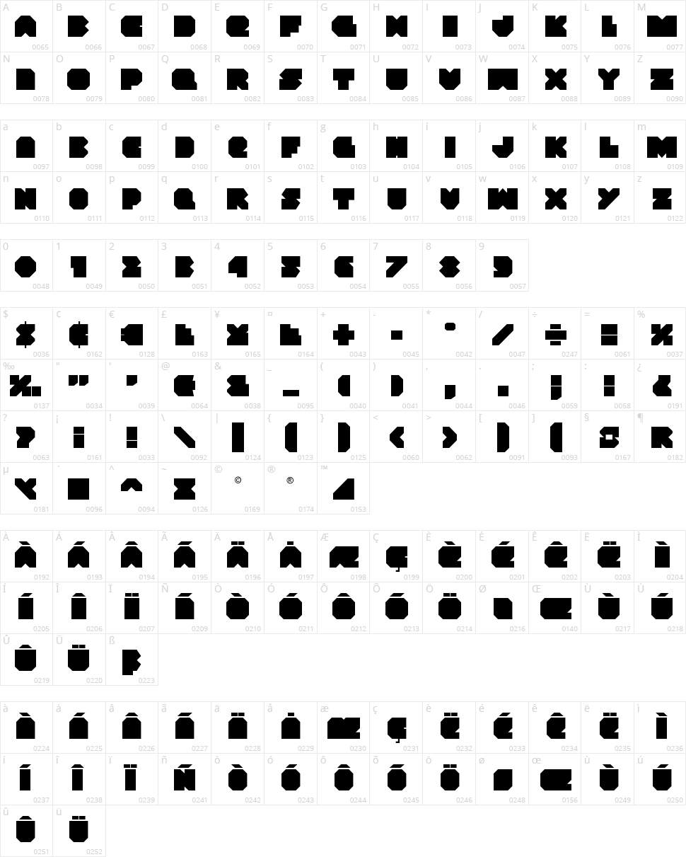 VX Rocket Character Map