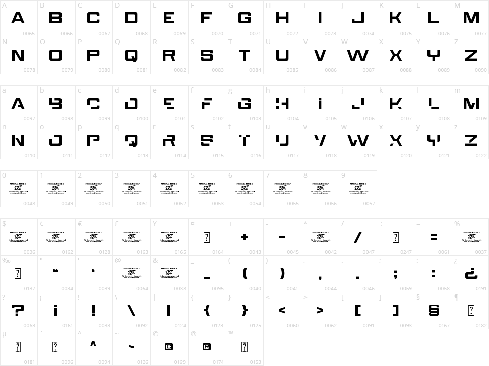 Walktimes Character Map