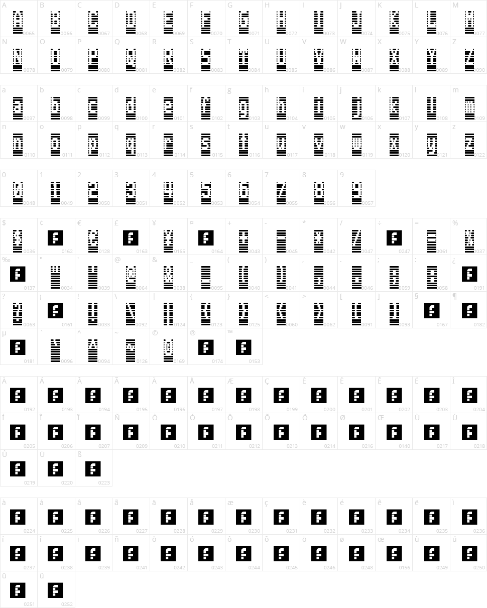 WarText Inverse Character Map