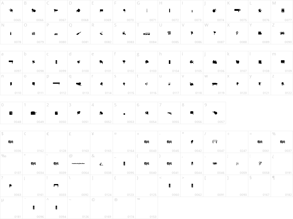 We Spray Character Map