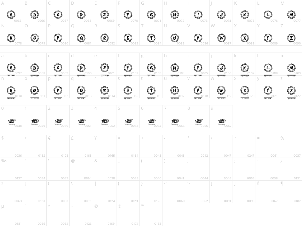 Webi Halloween Monogram Character Map