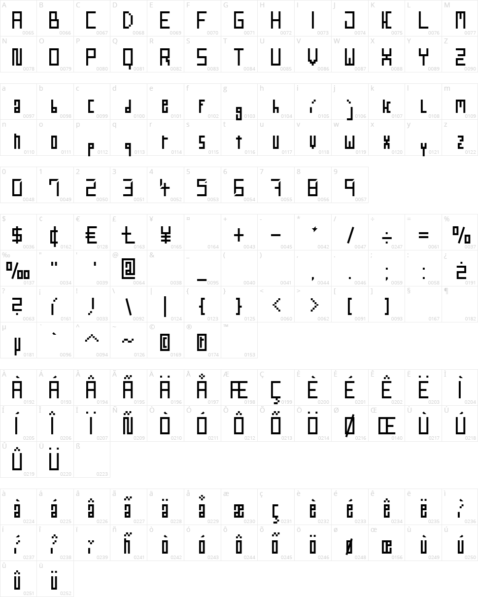 WebPixel Character Map
