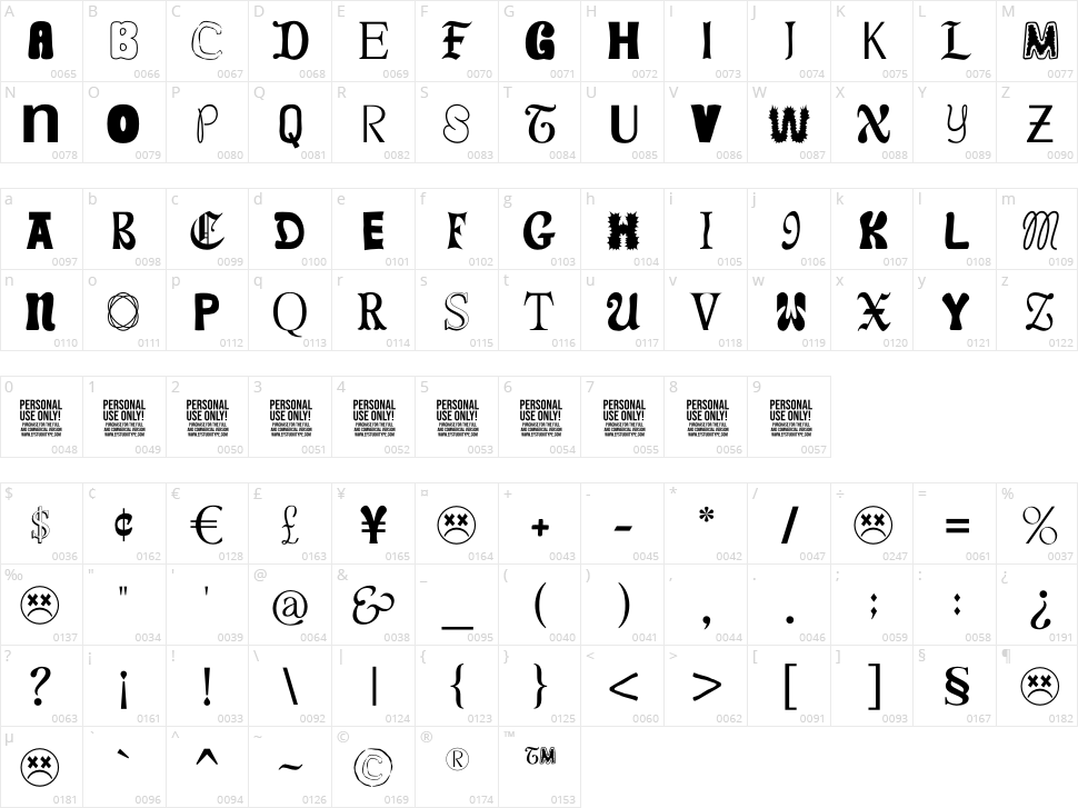 Weirdy Character Map