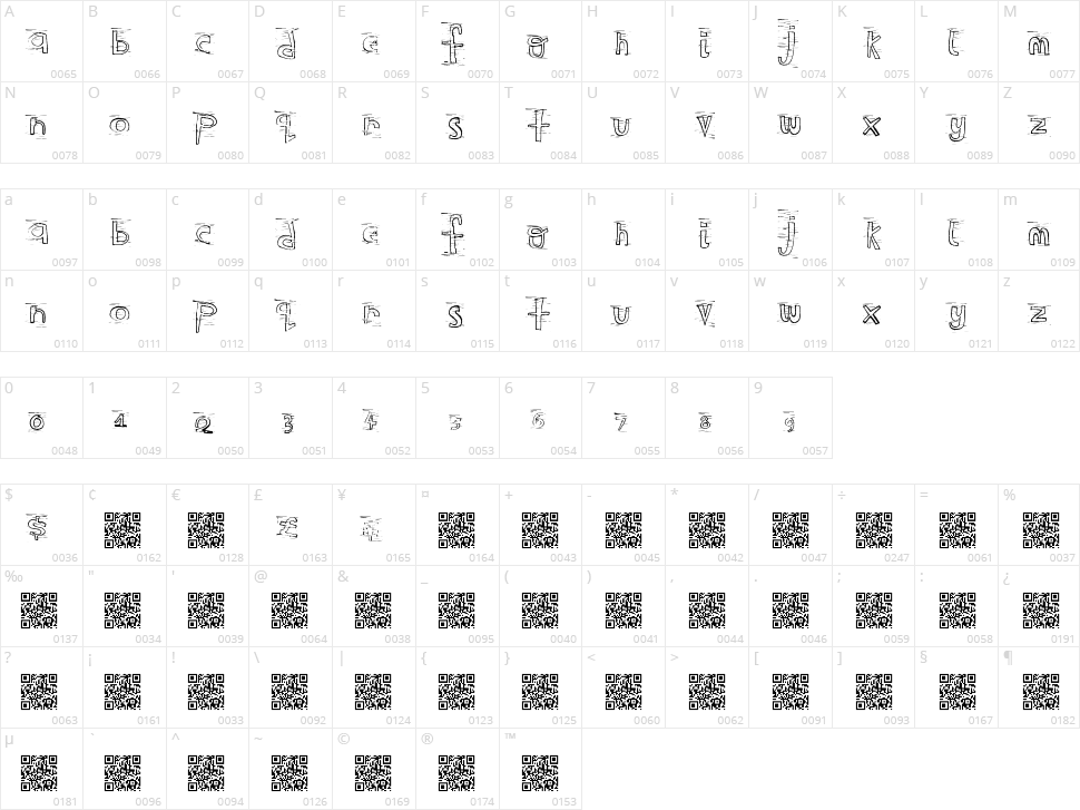 WesternClown Character Map