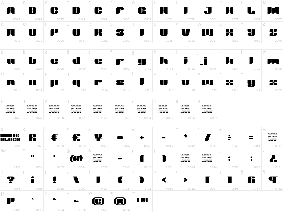 White Block Character Map
