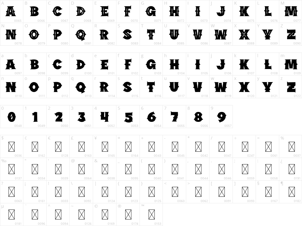 White Pearl Character Map