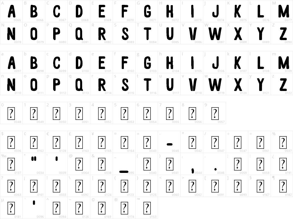 White Wood Character Map