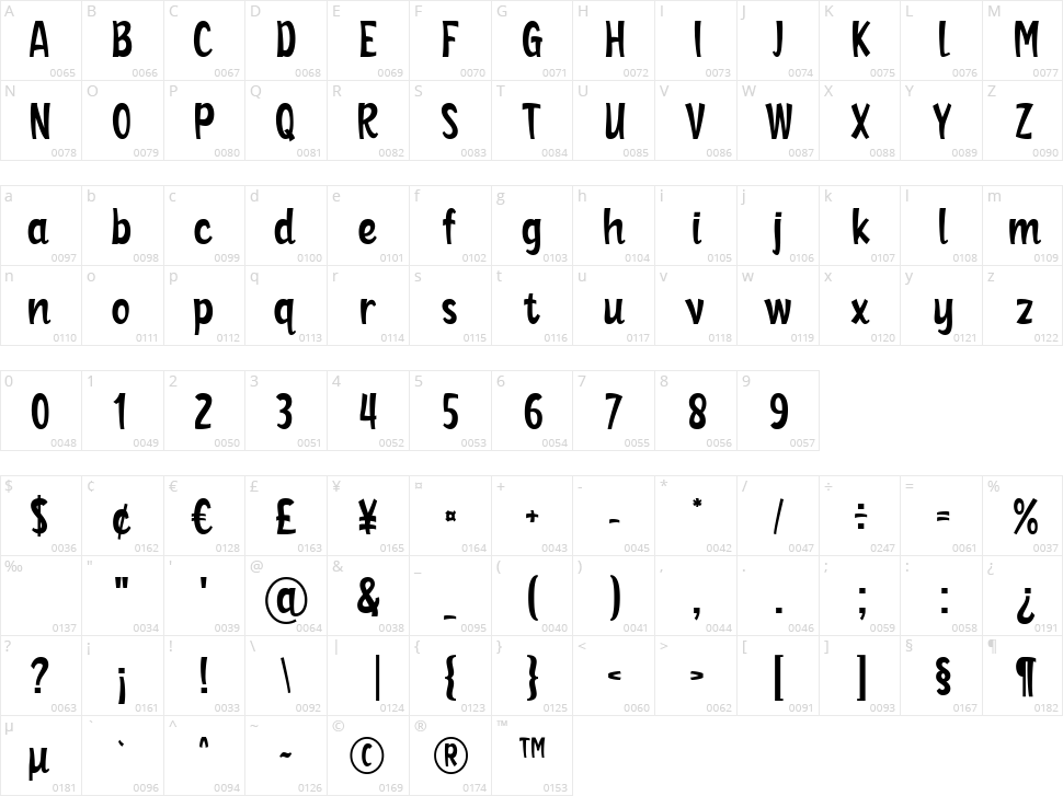 Winter Danced Character Map