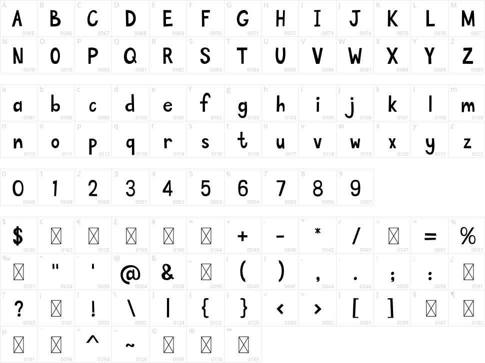 Winter Memo Character Map