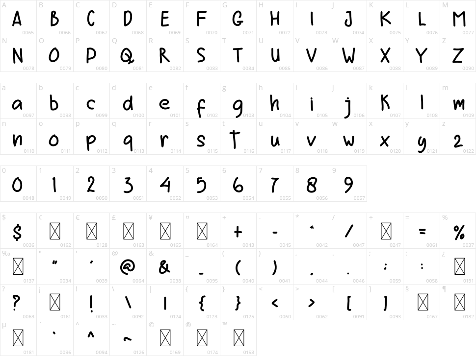 Winter Smile Character Map