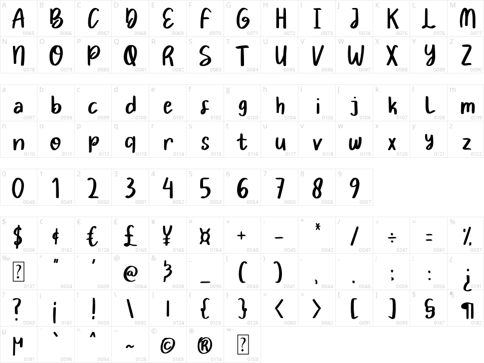 Winter Trees Character Map