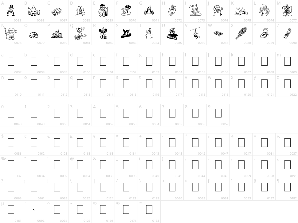 Winter Days Character Map