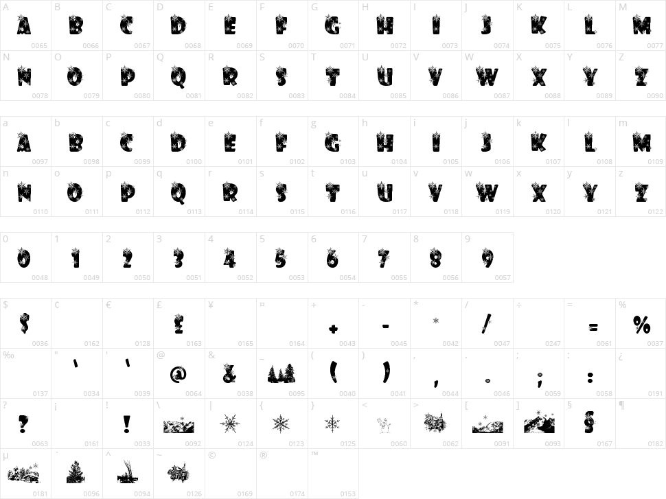 Winter Flakes Character Map