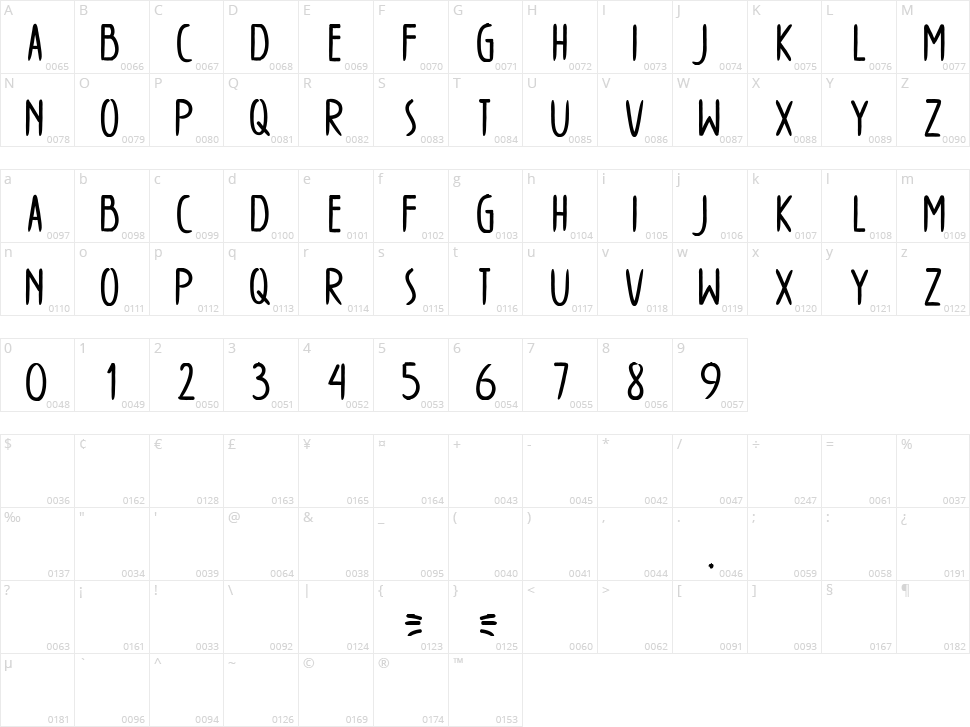 Wintertime Character Map