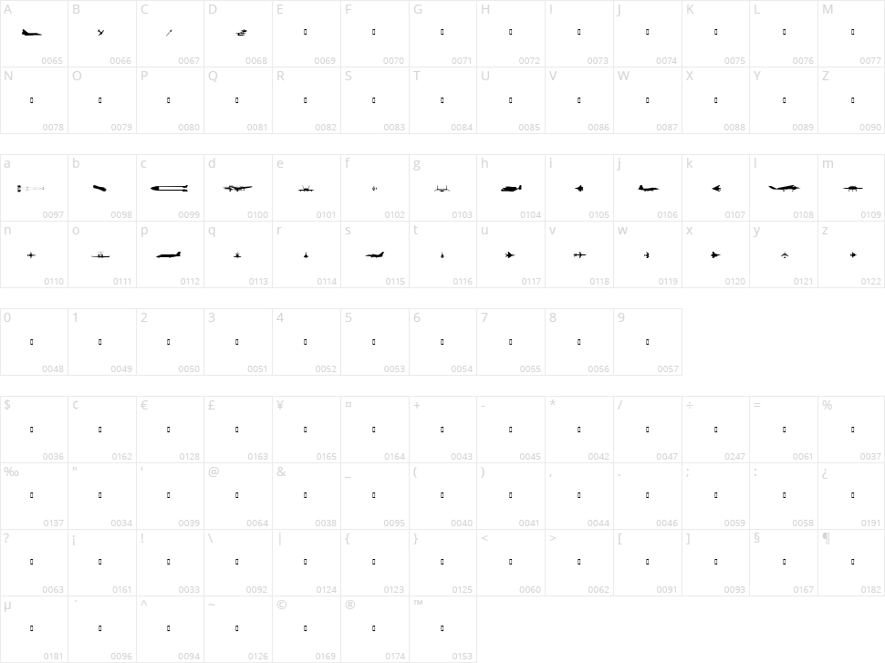 WM Military 1 Character Map