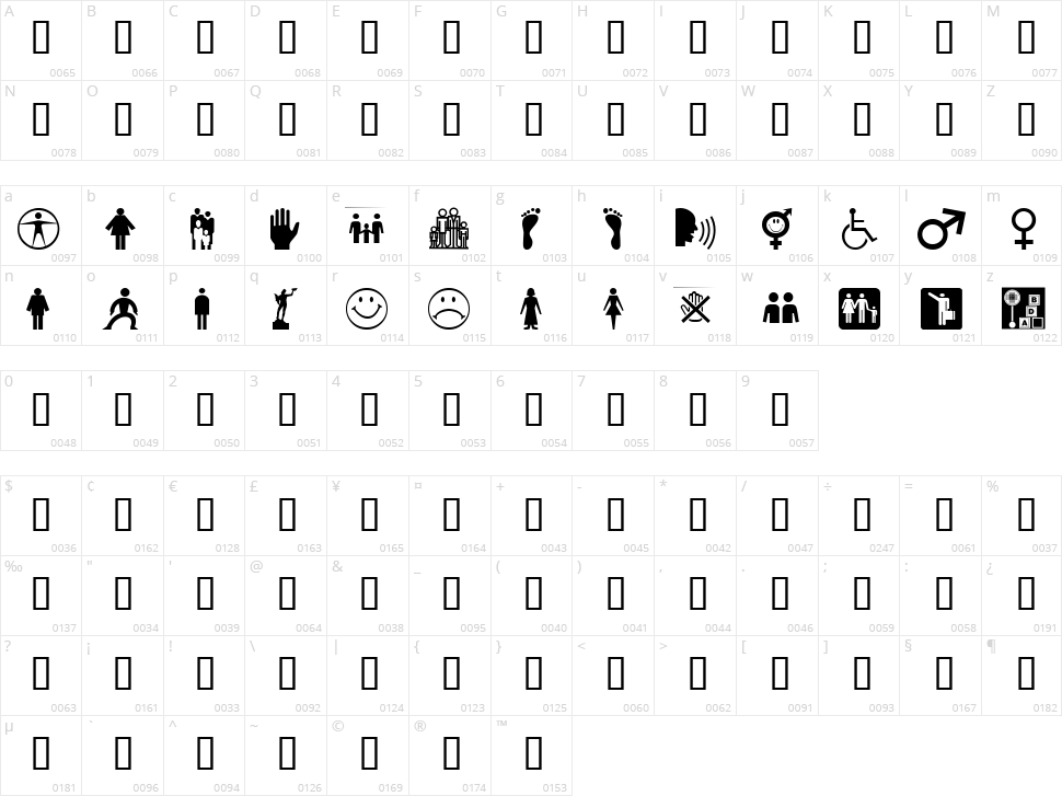 WM People 1 Character Map