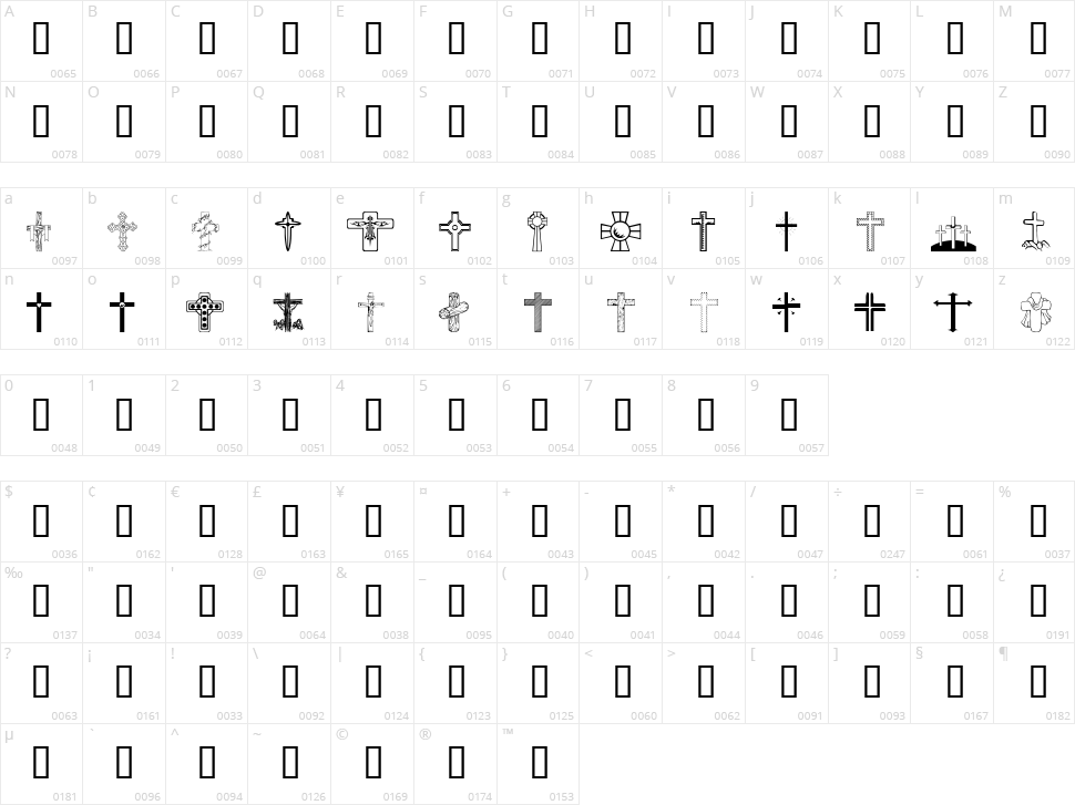 WM Crosses 1 Character Map