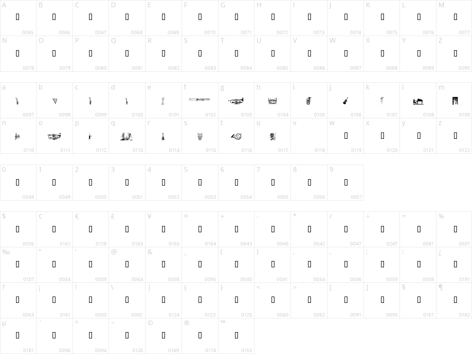 WM Music Character Map
