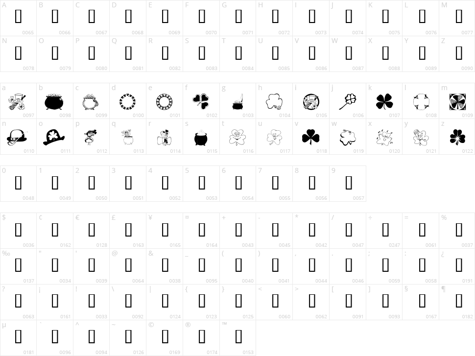 WM St Paddys Character Map