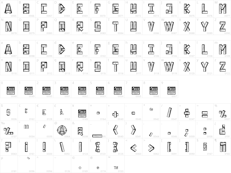 Wood Rocket Character Map