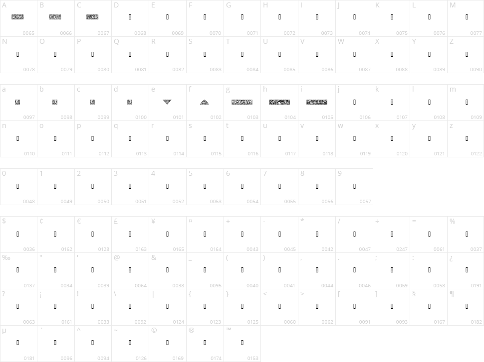 Woodcut 1 Character Map