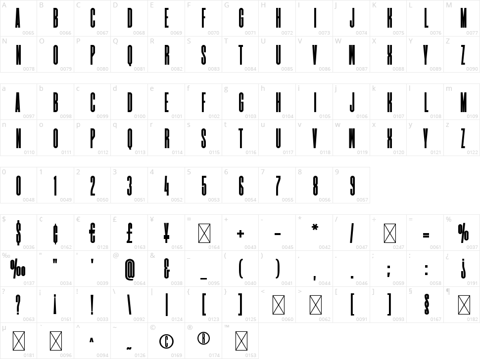 Worksy Character Map