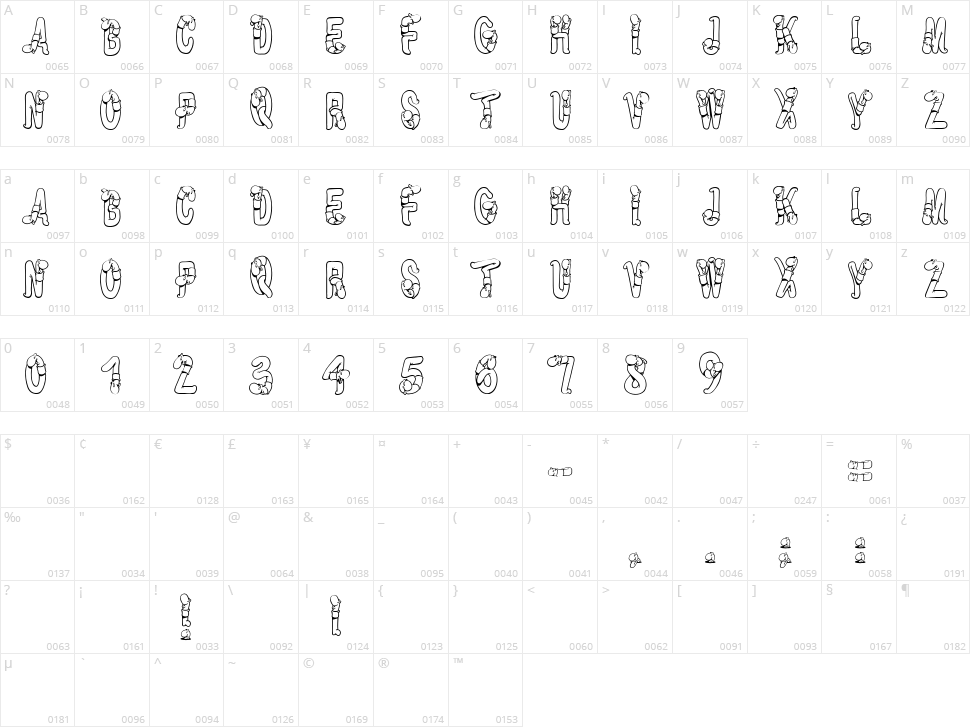 Worm Beeline Character Map