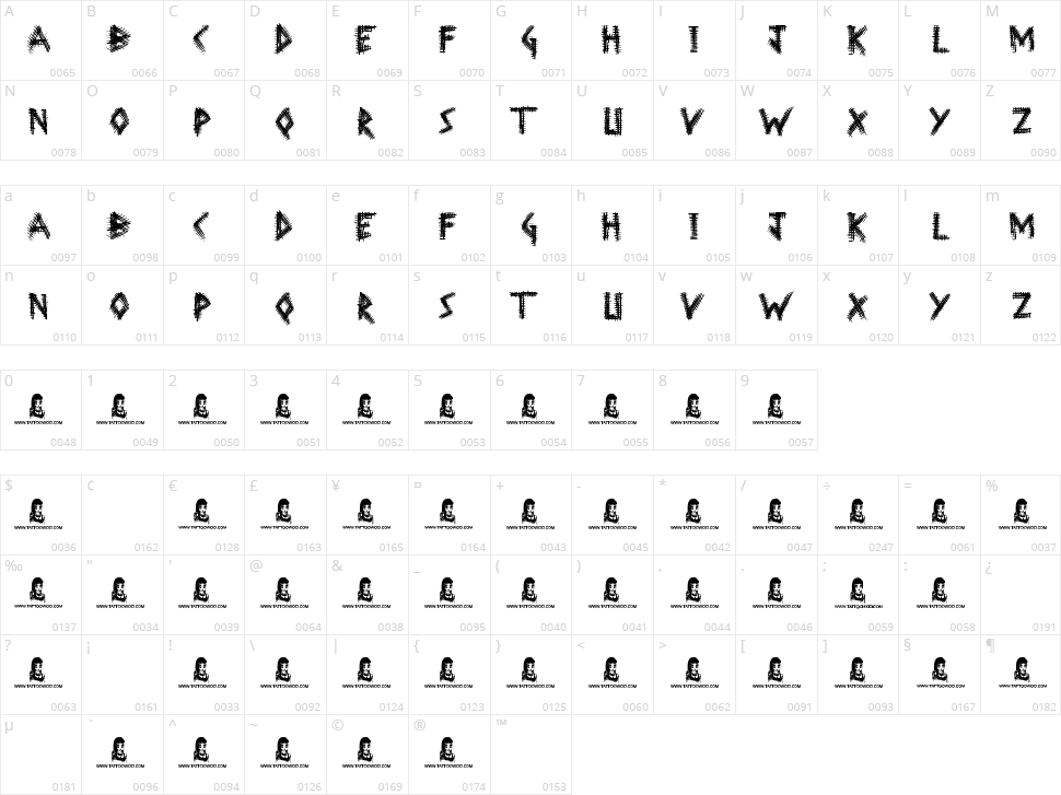 Wrong Tracks Character Map