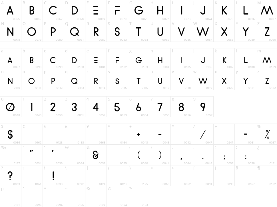 WVelez Logofont Character Map