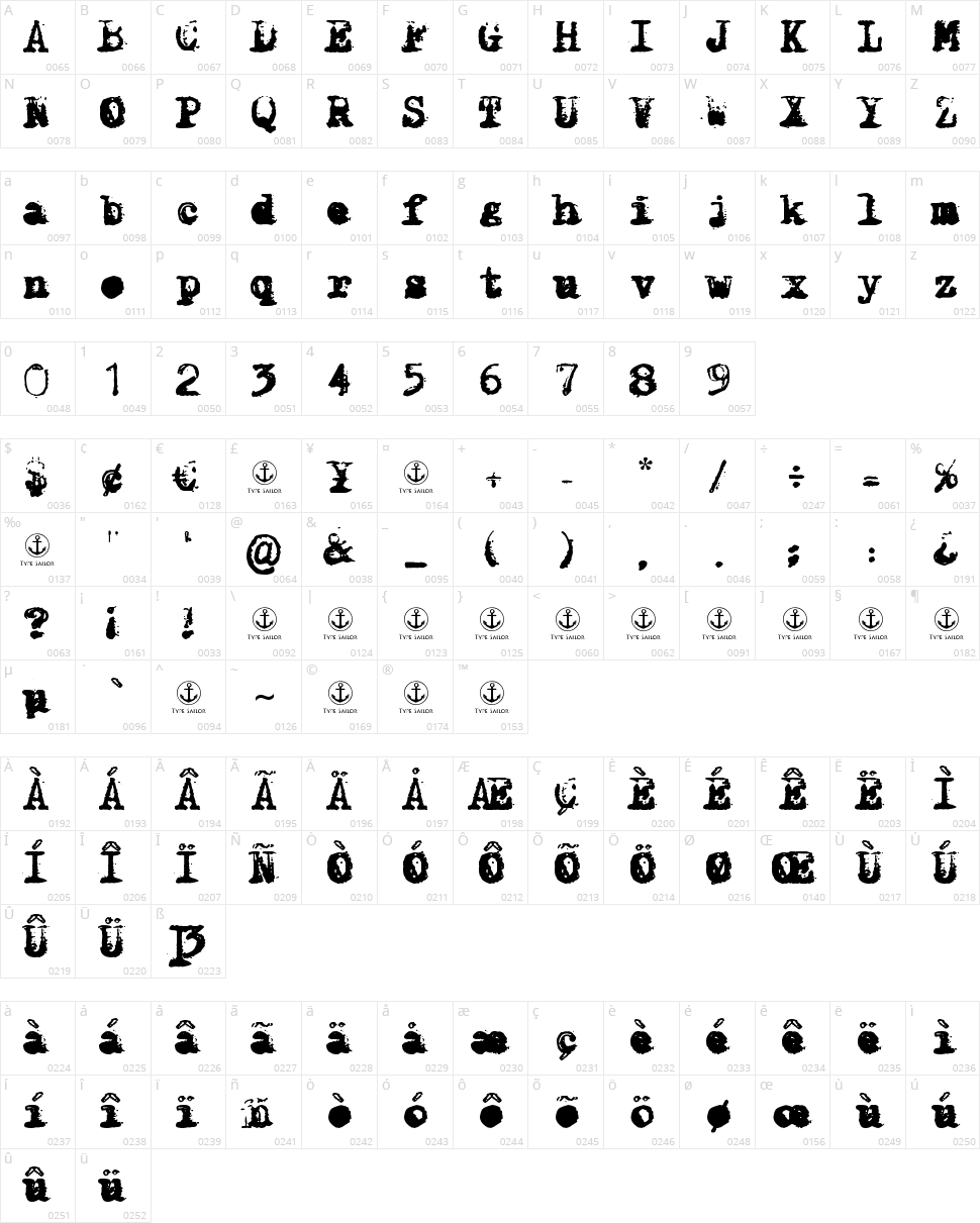 X-Classified Character Map