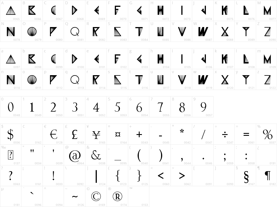 X-Prism Character Map