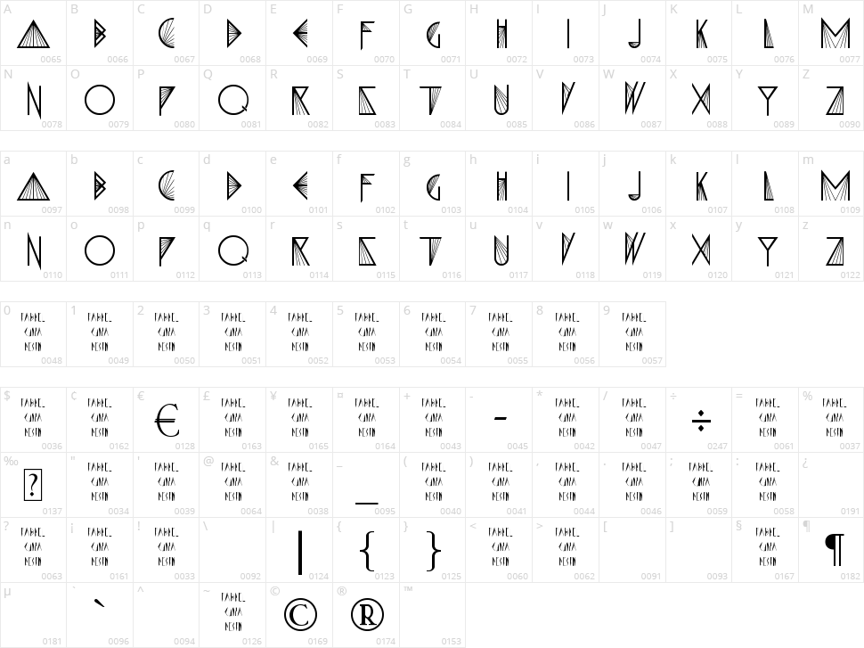 X-Prisma Character Map