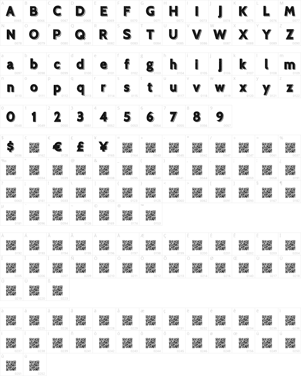 Xero Typique Character Map