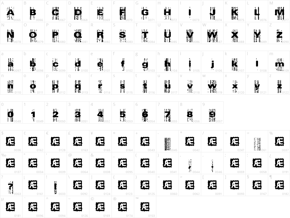 Xerox Malfunction Character Map