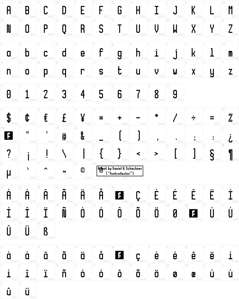 XLMonoAlt Character Map