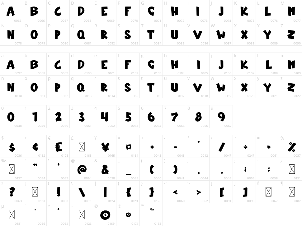 Xmas Bells Character Map