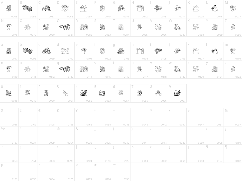 Xmas Gift Character Map