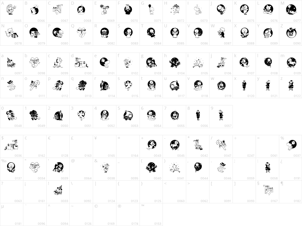 Xmas Promotions Symbols Character Map