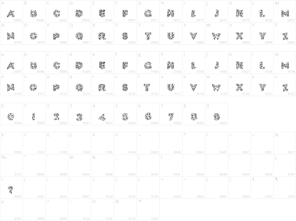 Xmas Lite Character Map