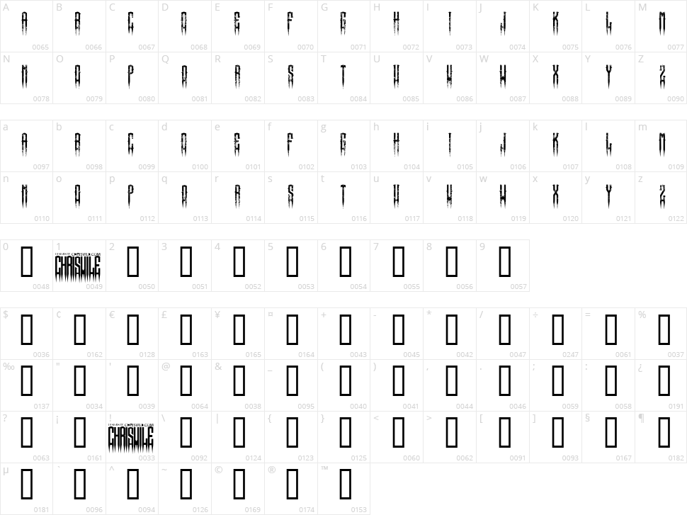 XSpiked Character Map