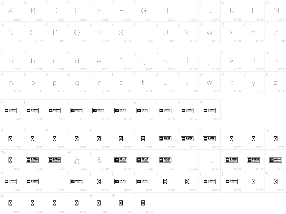 XXII Geom Character Map