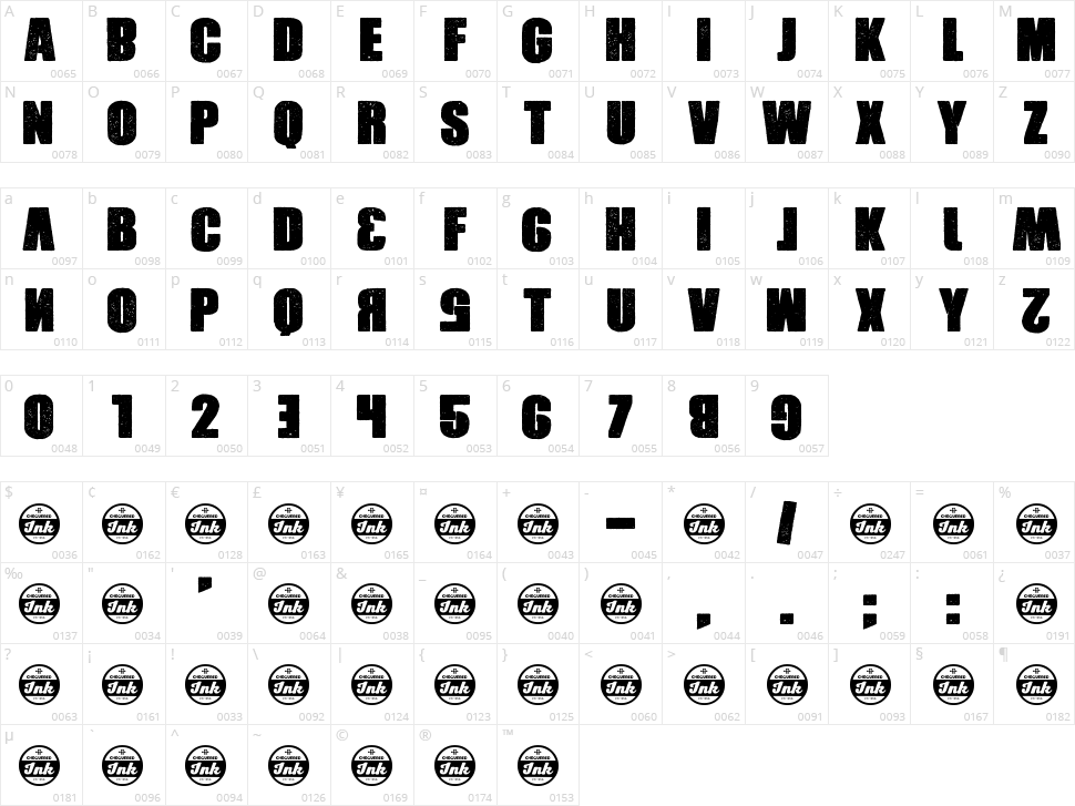 Xxrdcore Character Map
