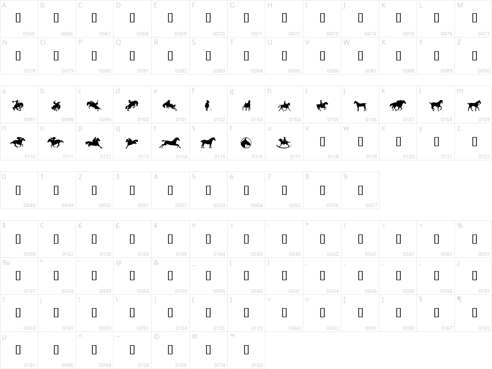 YeeHaw Character Map