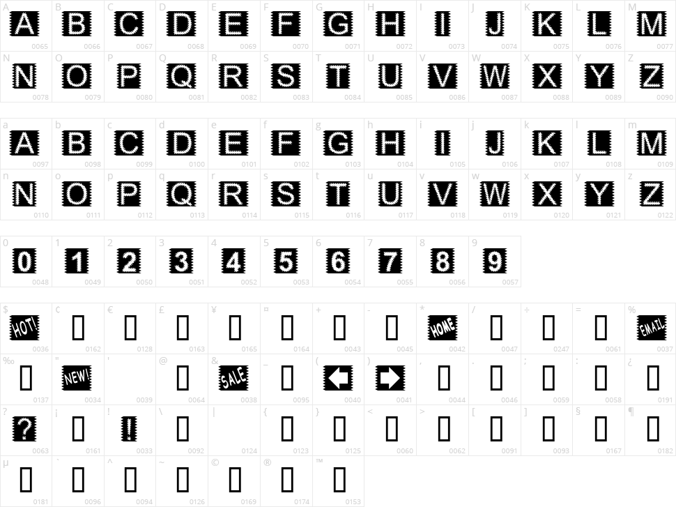 Zacken Character Map