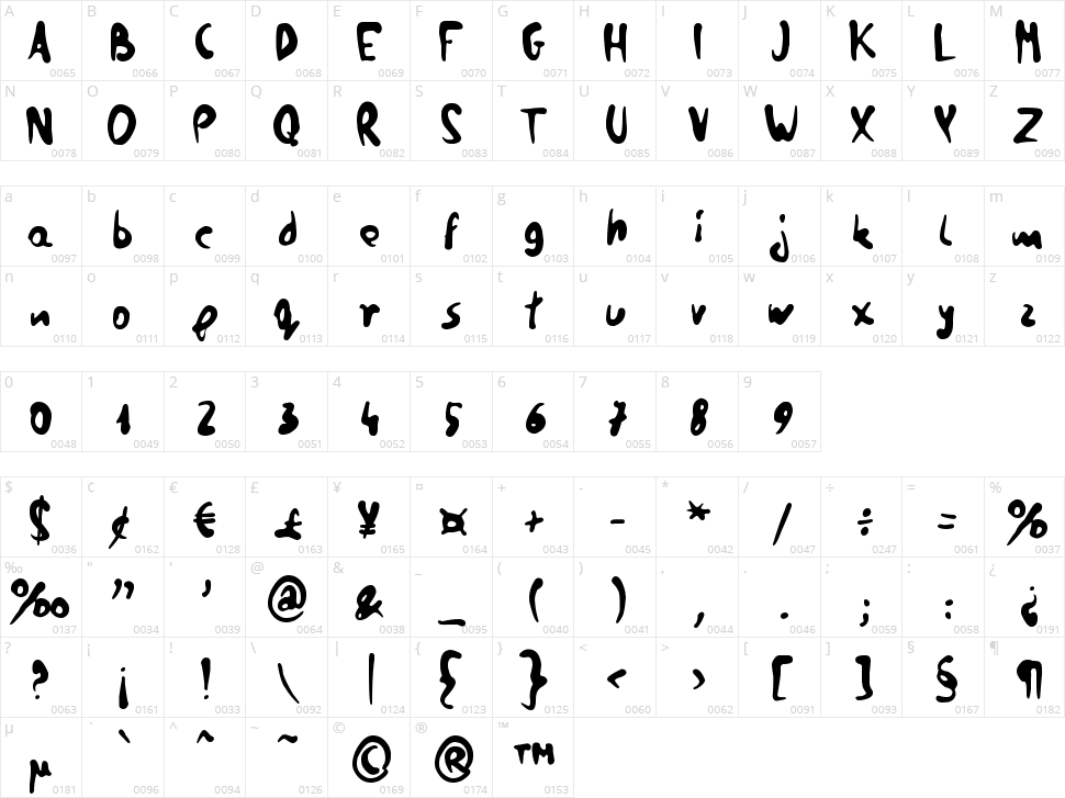 zai Quill Ink Handy Character Map