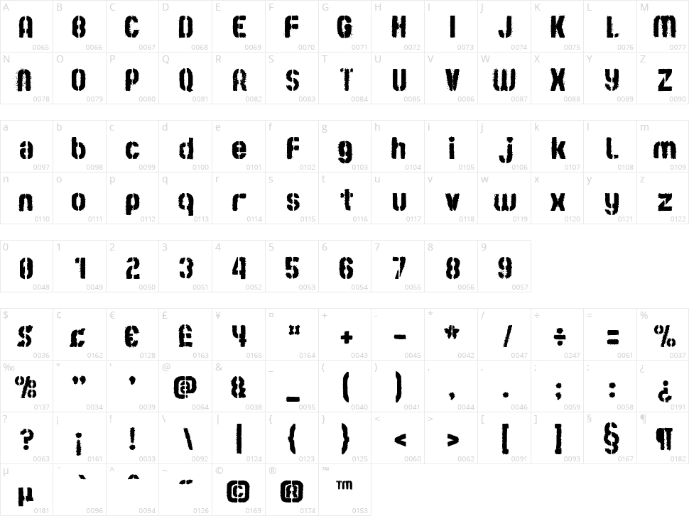 zai Stamp On Flour Sack Character Map