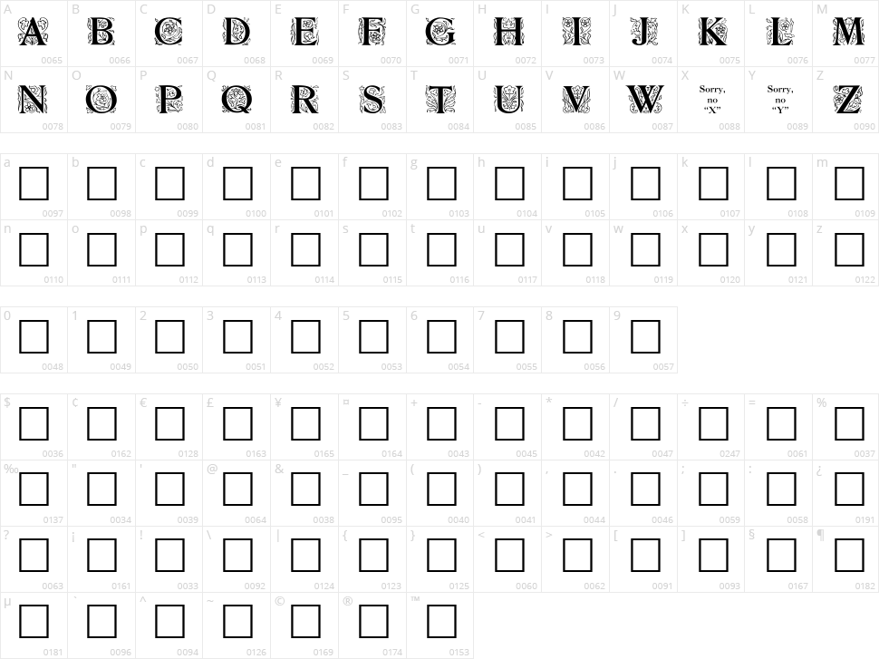 Zallman Caps Character Map
